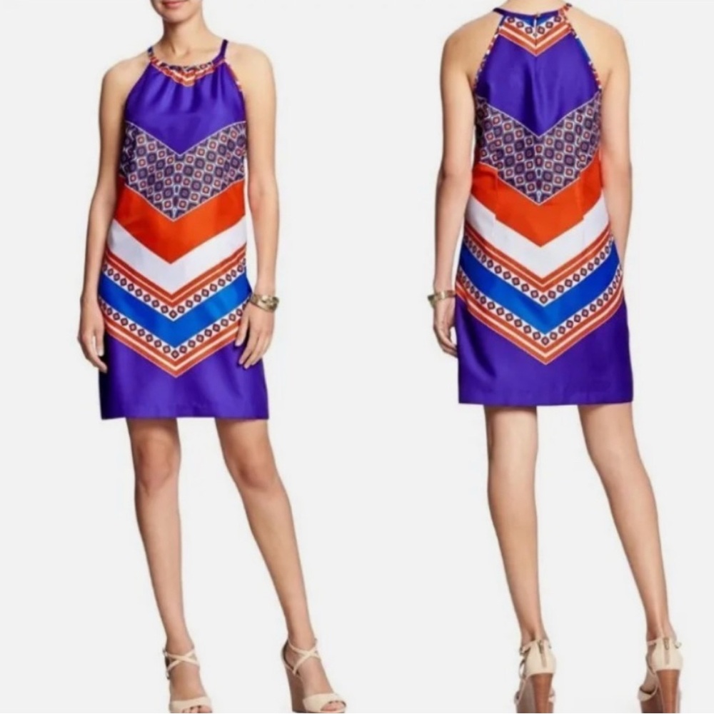 Banana republic Colorful Halter Dress with Geometric Pattern
